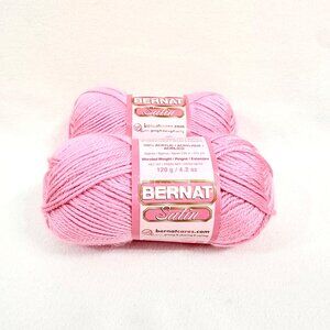 Bernat "Satin" Worsted Weight Yarn "Flamingo" color 100% Acrylic Two New Skeins